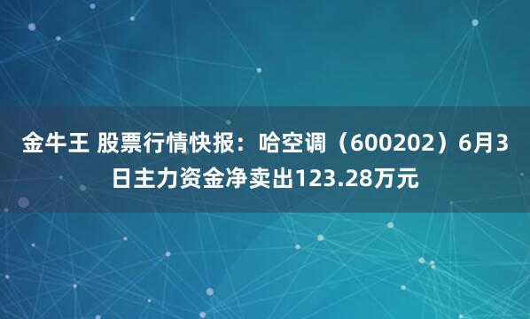 金牛王 股票行情快报：哈空调（600202）6月3日主力资金净卖出123.28万元