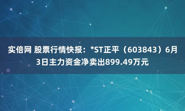 实倍网 股票行情快报：*ST正平（603843）6月3日主力资金净卖出899.49万元
