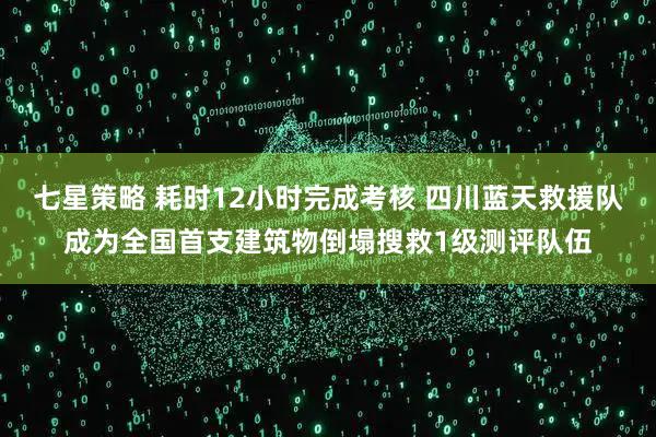 七星策略 耗时12小时完成考核 四川蓝天救援队成为全国首支建筑物倒塌搜救1级测评队伍