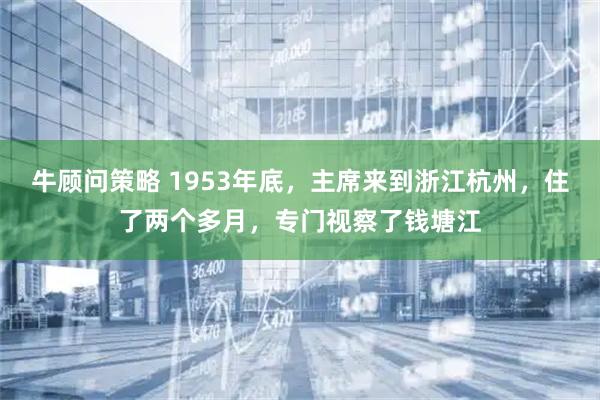 牛顾问策略 1953年底，主席来到浙江杭州，住了两个多月，专门视察了钱塘江
