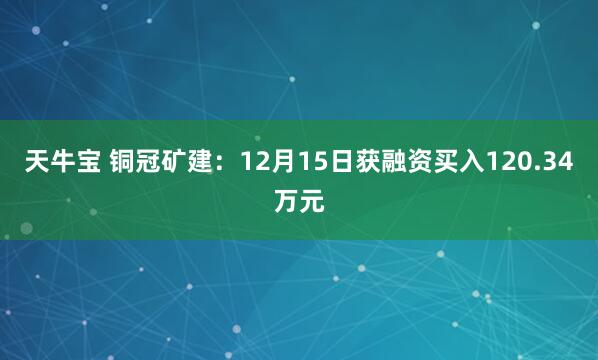 天牛宝 铜冠矿建：12月15日获融资买入120.34万元